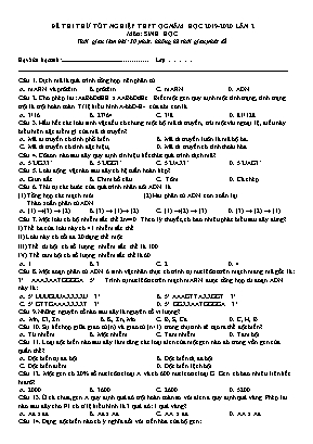 Đề thi thử Tốt nghiệp THPT Quốc gia môn Sinh học lần 2 - Năm học 2019-2020 (Có đáp án)